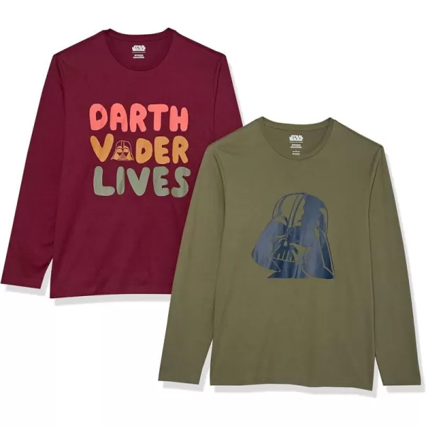 Amazon Essentials Disney  Marvel  Star Wars Mens LongSleeve TShirts Pack of 2Star Wars Vader