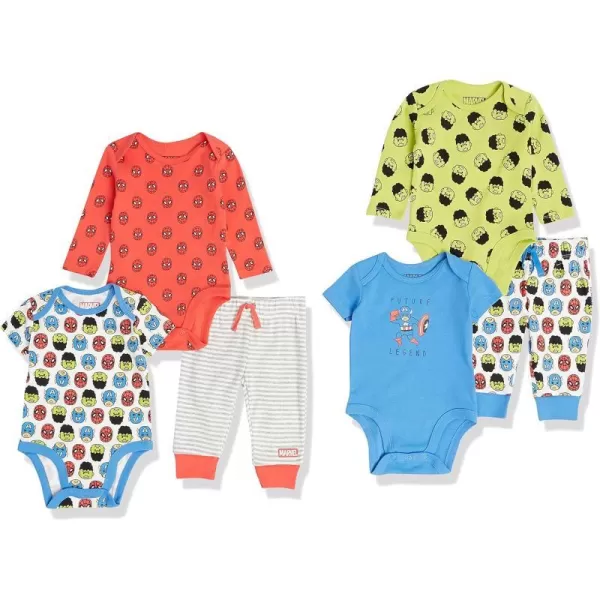 Amazon Essentials Disney  Marvel  Star Wars Unisex Babies 6Piece Outfit Set Pack of 6Marvel Friends