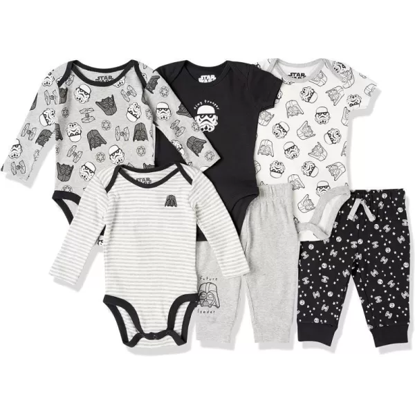 Amazon Essentials Disney  Marvel  Star Wars Unisex Babies 6Piece Outfit Set Pack of 6Star Wars Tiny Trooper