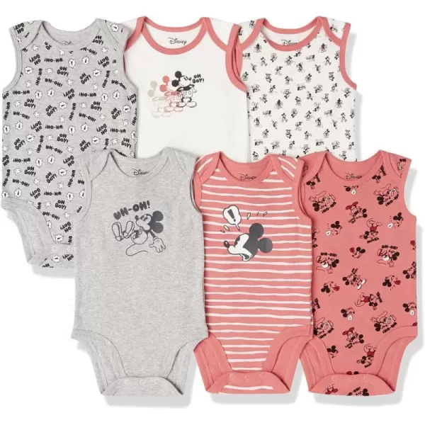 Amazon Essentials Disney  Marvel  Star Wars Unisex Babies Sleeveless Bodysuits Pack of 6Mickey Expressions