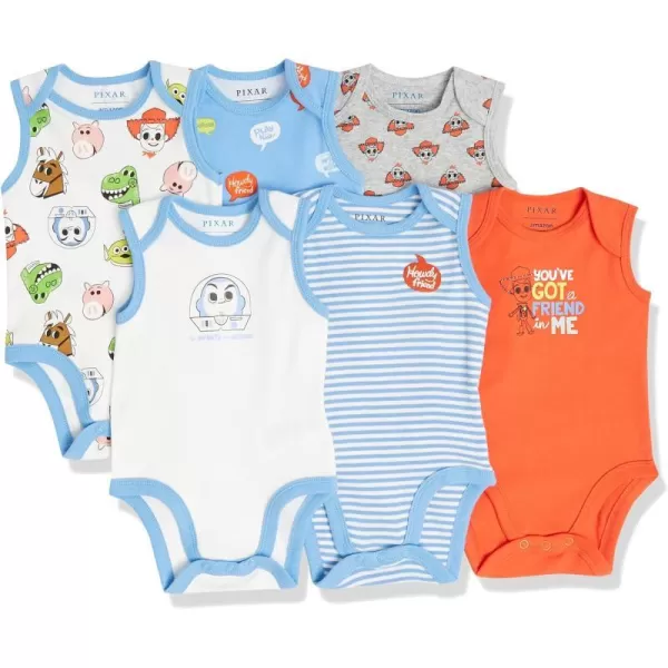 Amazon Essentials Disney  Marvel  Star Wars Unisex Babies Sleeveless Bodysuits Pack of 6Toy Story Friends