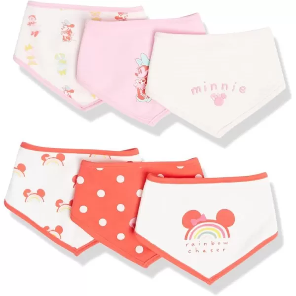 Amazon Essentials Disney  Star Wars  Princess Baby Girls Bibs Pack of 6Minnie Rainbow Chaser