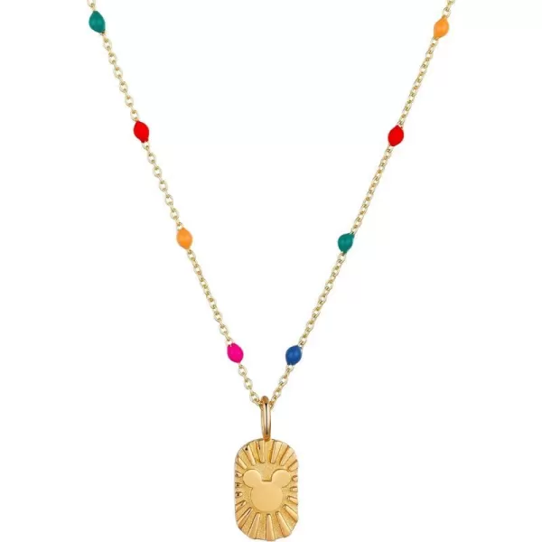 Amazon Essentials Disney Plated Mickey Mouse Dream Tag Pendant on MultiColor Enamel ChainMickey Mouse Gold 16  2