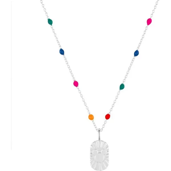 Amazon Essentials Disney Plated Mickey Mouse Dream Tag Pendant on MultiColor Enamel ChainMickey Mouse Silver 16  2