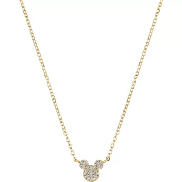 Amazon Essentials Disney Plated Pave Cubic Zirconia Mickey Mouse NecklaceMickey Mouse Gold 16  2