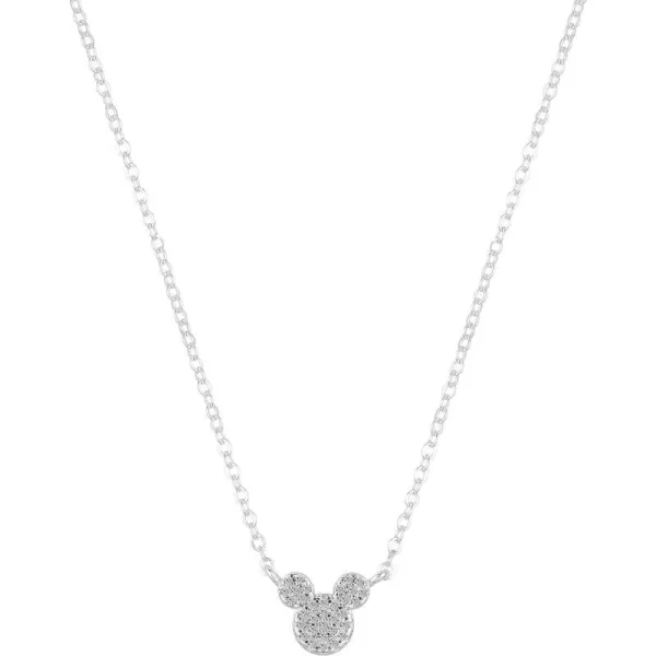 Amazon Essentials Disney Plated Pave Cubic Zirconia Mickey Mouse NecklaceMickey Mouse Silver 16  2