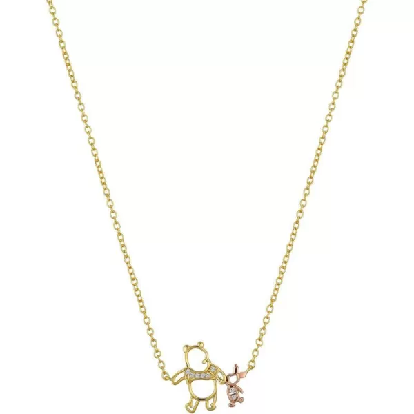 Amazon Essentials Disney Plated Winnie The Pooh amp Piglet Pendant NecklaceWinnie The Pooh amp Piglet Rose Gold 16  2