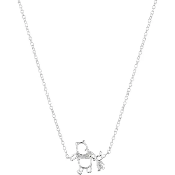 Amazon Essentials Disney Plated Winnie The Pooh amp Piglet Pendant NecklaceWinnie The Pooh amp Piglet Silver 16  2