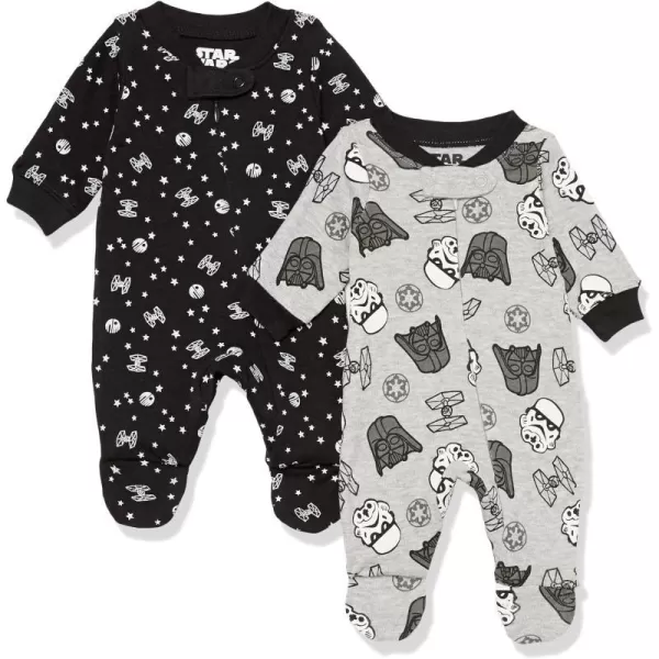 Amazon Essentials Disney l Marvel l Star Wars Baby Boys SnugFit Cotton Footed Pajamas Multipacks2 Star Wars Tiny Trooper