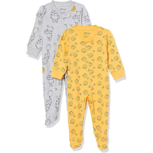 Amazon Essentials Disney l Marvel l Star Wars Unisex Babies Cotton Footed Sleep and Play Multipacks2 Winnie the Pooh Oh Bother