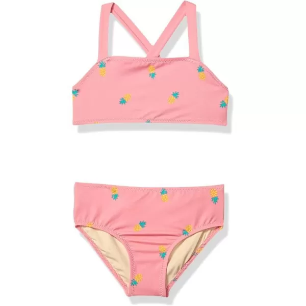 Amazon Essentials Girls and Toddlers 2Piece Bikini SetPink Pineapple