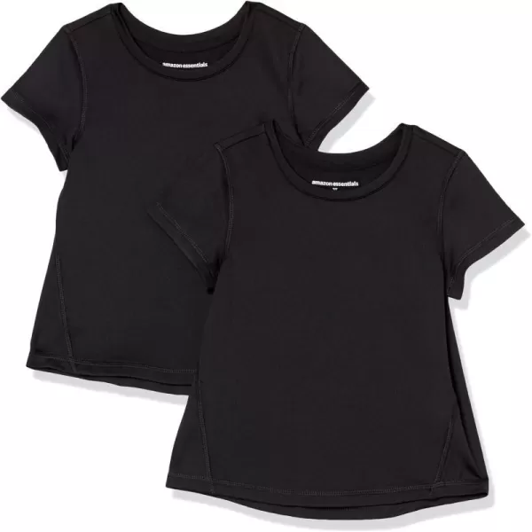 Amazon Essentials Girls and Toddlers Active Performance ShortSleeve TShirts Pack of 2Black