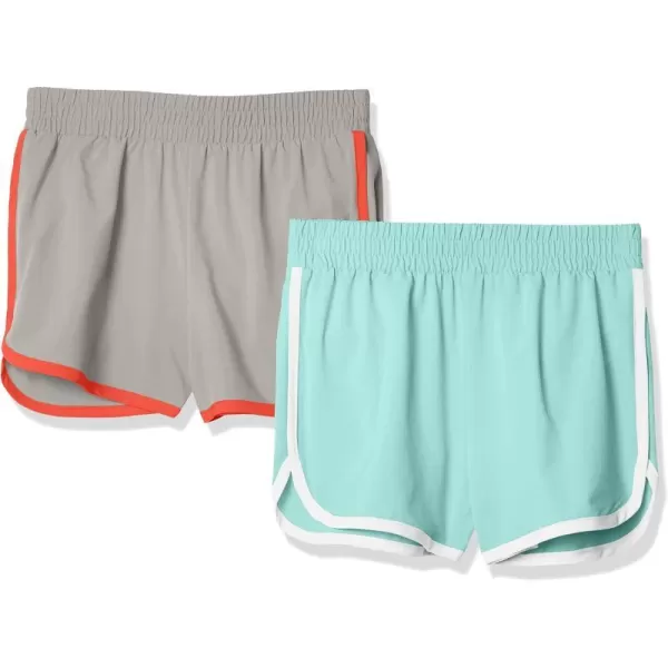 Amazon Essentials Girls and Toddlers Active Running Short Pack of 2Aqua BlueGrey