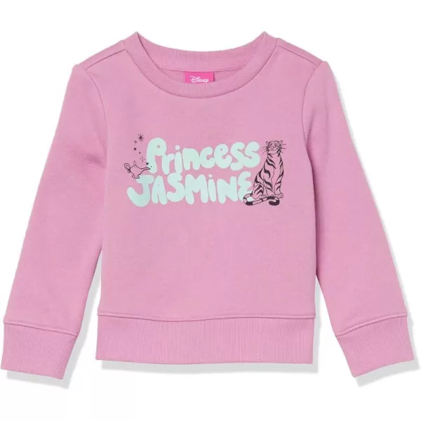 Amazon Essentials Girls and Toddlers Disney  Star Wars  Marvel Princess Fleece Pullover Crew SweatshirtPrincess Jasmine