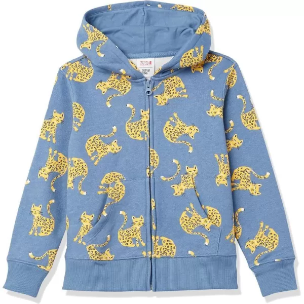 Amazon Essentials Girls and Toddlers Fleece ZipUp Hoodie SweatshirtBlue Cat