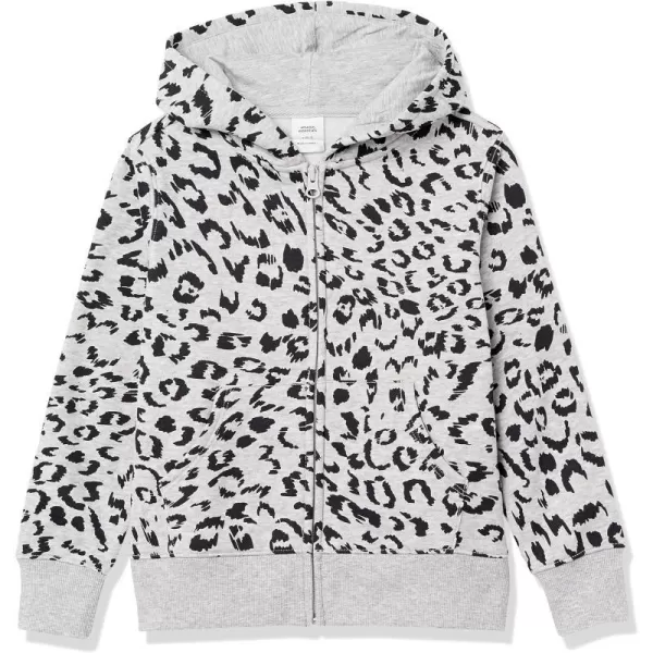 Amazon Essentials Girls and Toddlers Fleece ZipUp Hoodie SweatshirtLight Grey Heather Animal