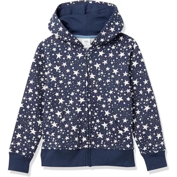 Amazon Essentials Girls and Toddlers Fleece ZipUp Hoodie SweatshirtNavy Stars