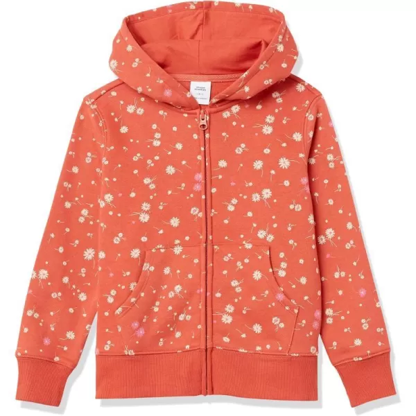 Amazon Essentials Girls and Toddlers Fleece ZipUp Hoodie SweatshirtOrange Floral