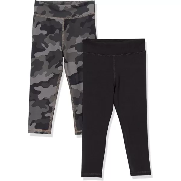 Amazon Essentials Girls and Toddlers FullLength Active Leggings Multipacks2 Black Camo