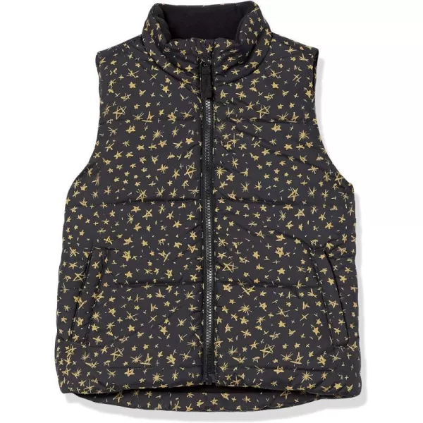 Amazon Essentials Girls and Toddlers Heavyweight Puffer VestBlack Stars