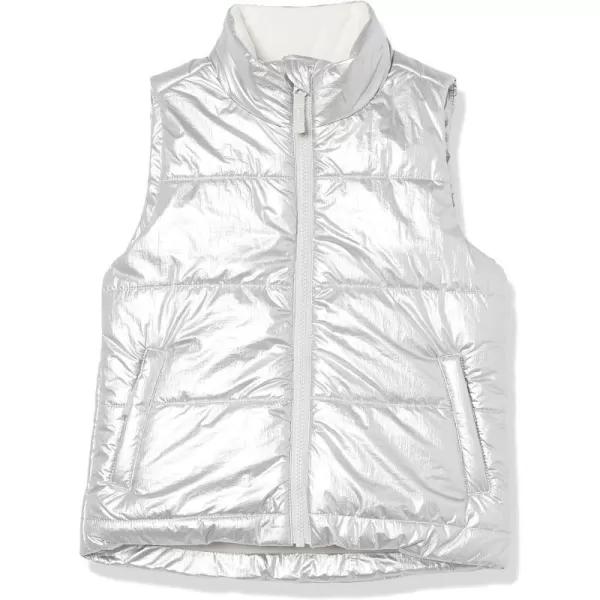 Amazon Essentials Girls and Toddlers Heavyweight Puffer VestMetallic Silver