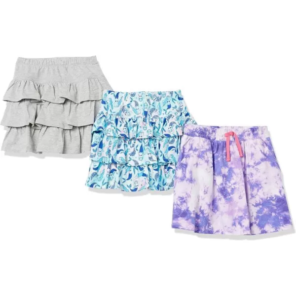 Amazon Essentials Girls and Toddlers Knitted Ruffle Scooter Skirts Previously Spotted Zebra Multipacks3 Blue MermaidsGreyPurple Tie Dye