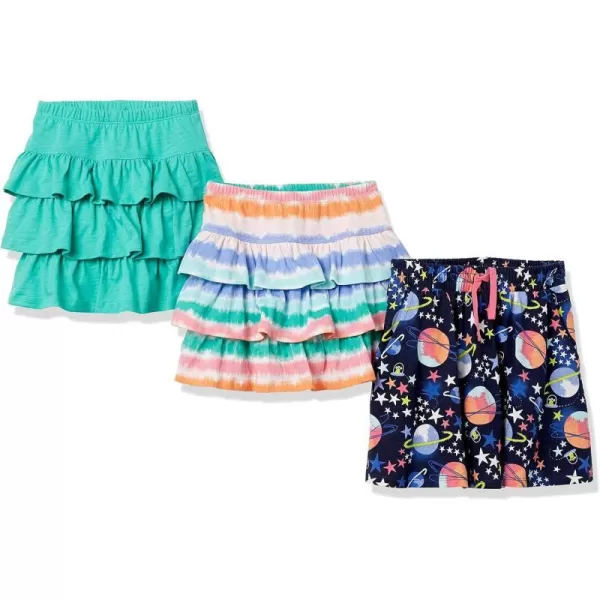 Amazon Essentials Girls and Toddlers Knitted Ruffle Scooter Skirts Previously Spotted Zebra Multipacks3 GreenNavy SpaceTie Dye