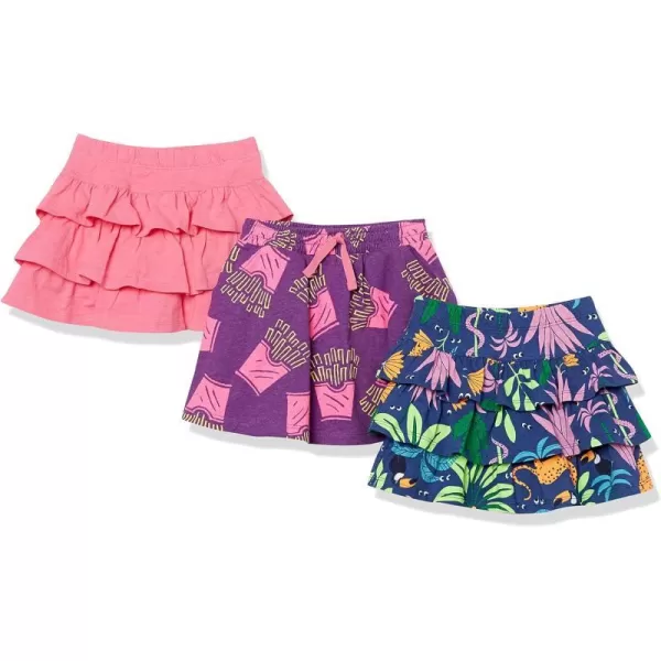 Amazon Essentials Girls and Toddlers Knitted Ruffle Scooter Skirts Previously Spotted Zebra Multipacks3 Navy JunglePinkPurple Fries