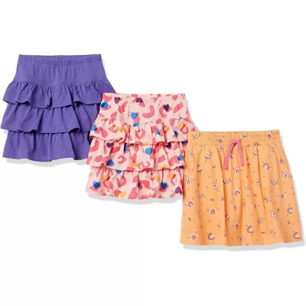 Amazon Essentials Girls and Toddlers Knitted Ruffle Scooter Skirts Previously Spotted Zebra Multipacks3 PurpleLight PinkOrange