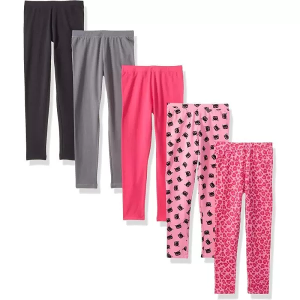 5 Black/Pink/Grey/Animal Print/Cat