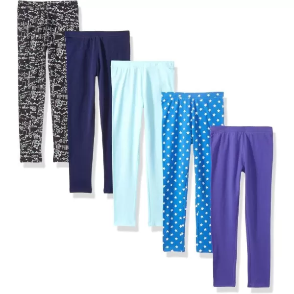 Amazon Essentials Girls and Toddlers Leggings Previously Spotted Zebra Multipacks5 Blue Stars