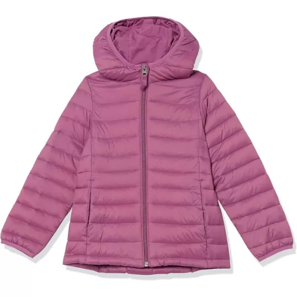 Amazon Essentials Girls and Toddlers Lightweight WaterResistant Packable Hooded Puffer JacketDusty Purple