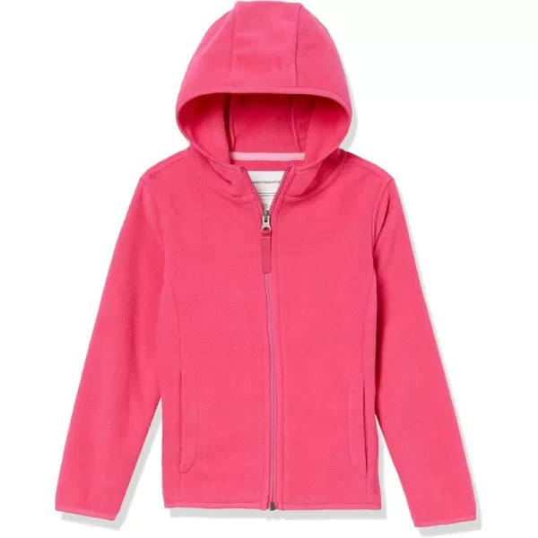 Amazon Essentials Girls and Toddlers Polar Fleece FullZip Hooded Lightweight JacketDark Pink