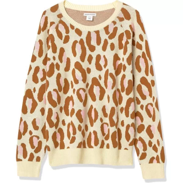 Amazon Essentials Girls and Toddlers Pullover Crewneck SweaterIvory Leopard