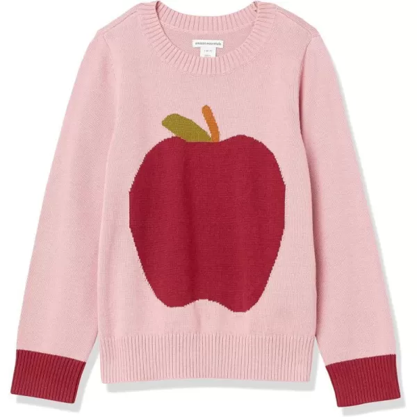 Amazon Essentials Girls and Toddlers Pullover Crewneck SweaterLight Pink Fruit