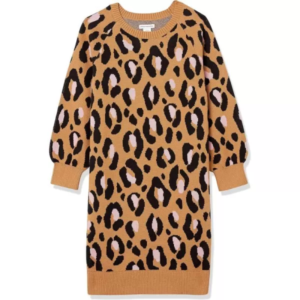 Amazon Essentials Girls and Toddlers Raglan Sweater DressLeopard