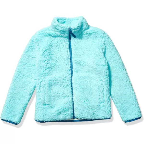 Amazon Essentials Girls and Toddlers Sherpa Fleece FullZip JacketAqua Blue