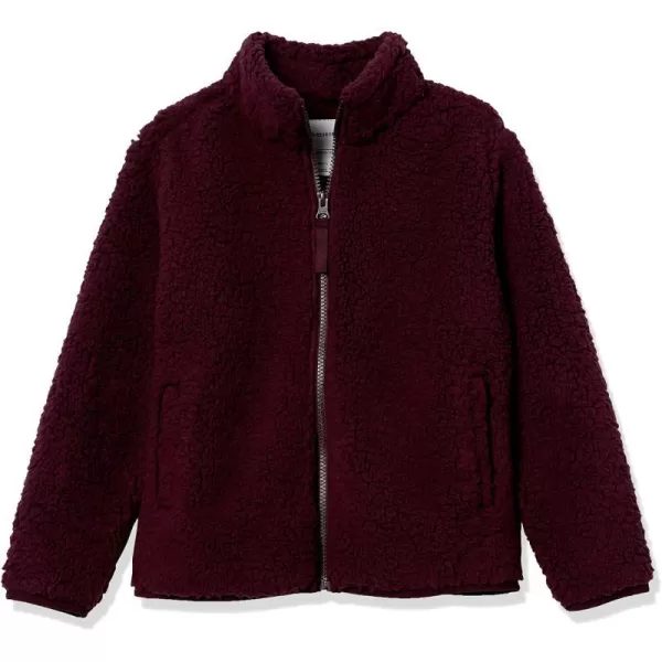 Amazon Essentials Girls and Toddlers Sherpa Fleece FullZip JacketBurgundy