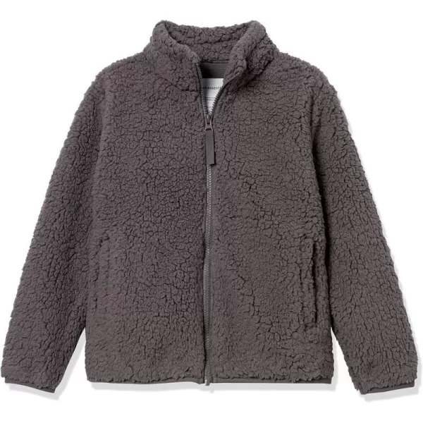 Amazon Essentials Girls and Toddlers Sherpa Fleece FullZip JacketGrey