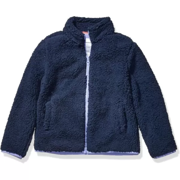 Amazon Essentials Girls and Toddlers Sherpa Fleece FullZip JacketWashed Navy