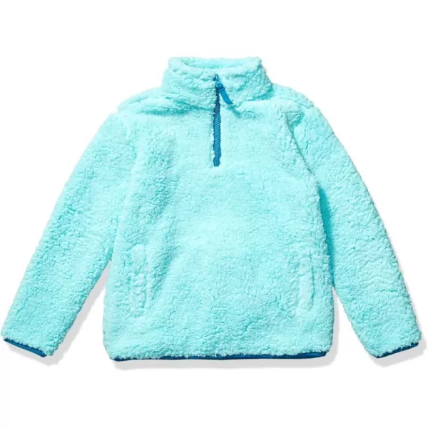 Amazon Essentials Girls and Toddlers Sherpa Fleece QuarterZip JacketAqua Blue