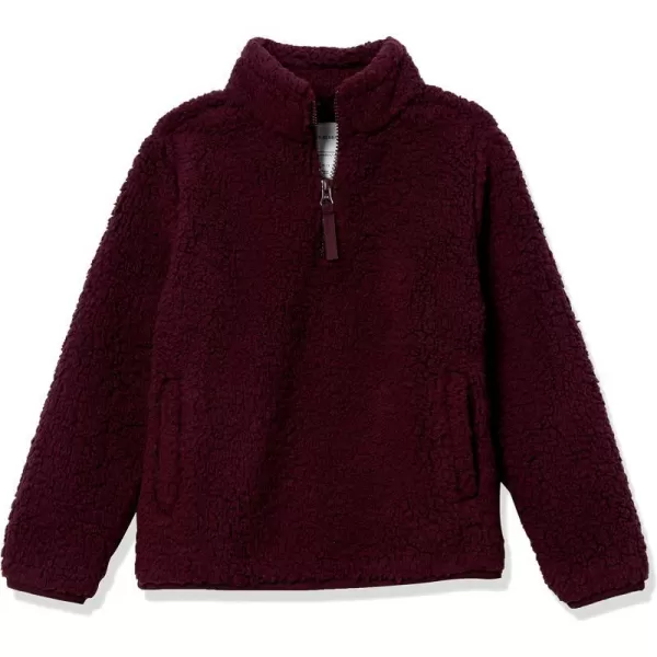 Amazon Essentials Girls and Toddlers Sherpa Fleece QuarterZip JacketBurgundy