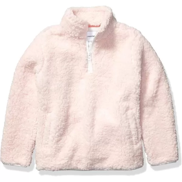 Amazon Essentials Girls and Toddlers Sherpa Fleece QuarterZip JacketLight Pink