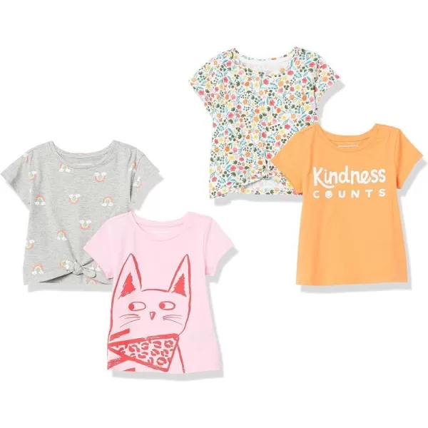 4 Grey Rainbow/Pink Cat/White Floral/Text Print