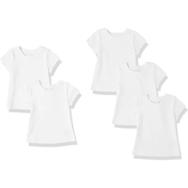 Amazon Essentials Girls and Toddlers ShortSleeve TShirt Tops Previously Spotted Zebra Multipacks5 White