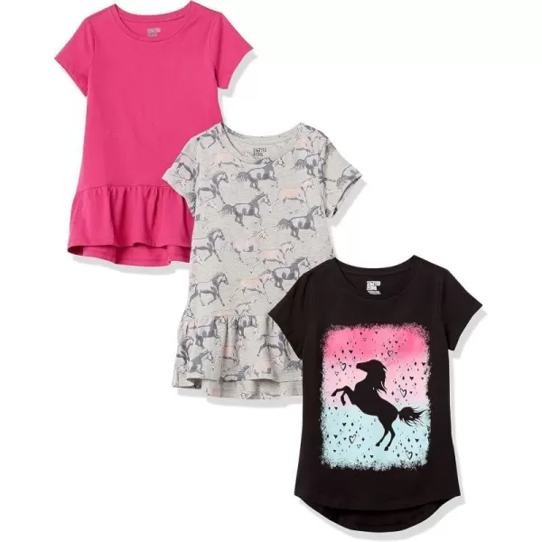 3 Black/Grey Horses/Pink