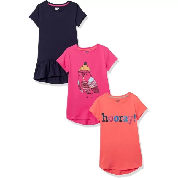 Amazon Essentials Girls and Toddlers ShortSleeve and Sleeveless Tunic Tops Previously Spotted Zebra Multipacks3 BlackOrangePink Owl