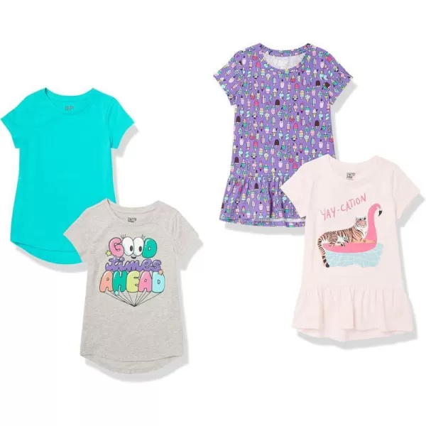 Amazon Essentials Girls and Toddlers ShortSleeve and Sleeveless Tunic Tops Previously Spotted Zebra Multipacks4 BlueGreyPurple