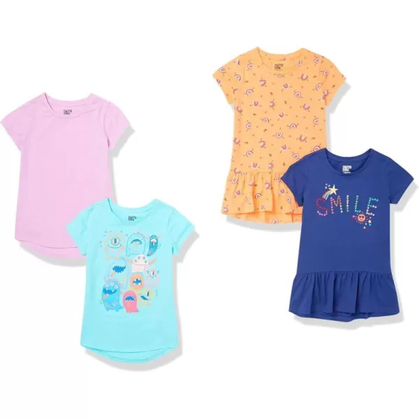 Amazon Essentials Girls and Toddlers ShortSleeve and Sleeveless Tunic Tops Previously Spotted Zebra Multipacks4 OrangeBlueNavy