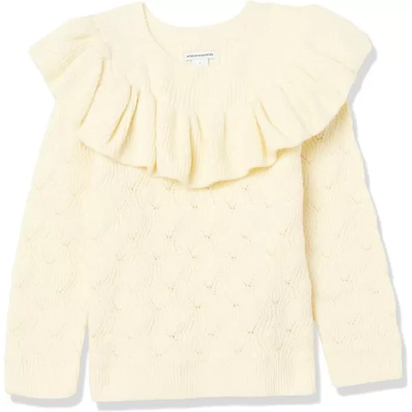 Amazon Essentials Girls and Toddlers Soft Touch Ruffle SweaterIvory